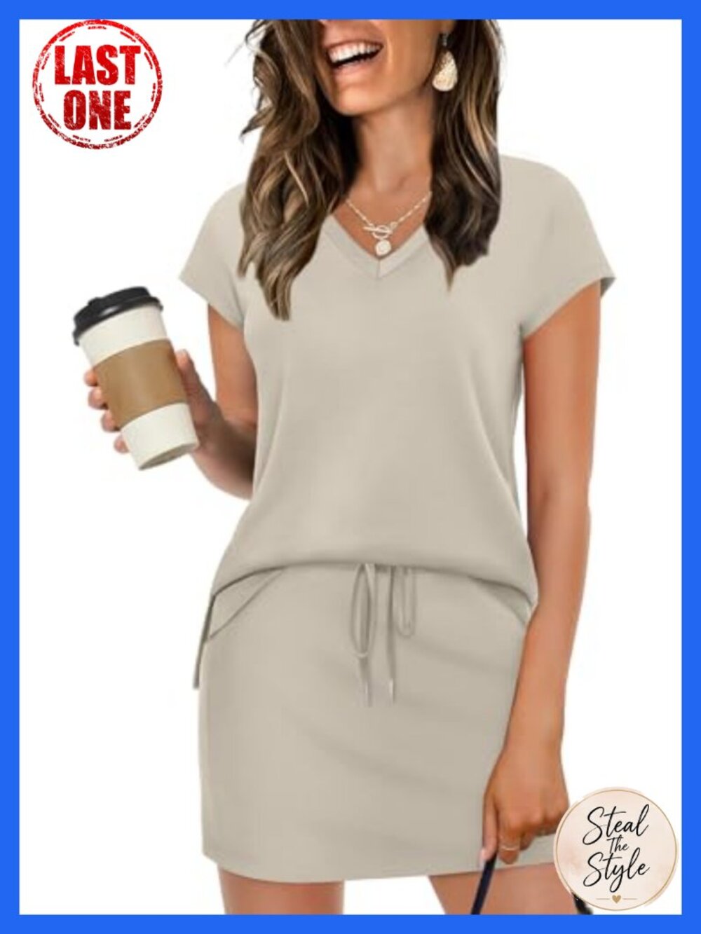 Women's Two Piece Skort Lounge Set Cap Sleeve V-Neck Tennis Outfit